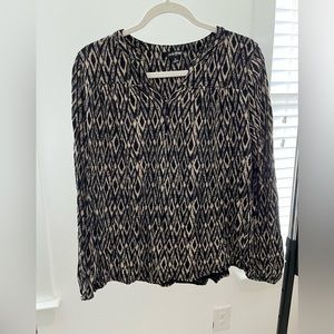 Lucky Brand Black and Tan Printed Blouse